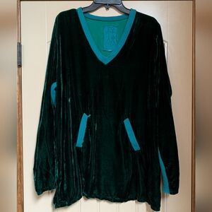 Johnny Was Pete & Greta Velvet V-Neck Pullover Tunic Size L